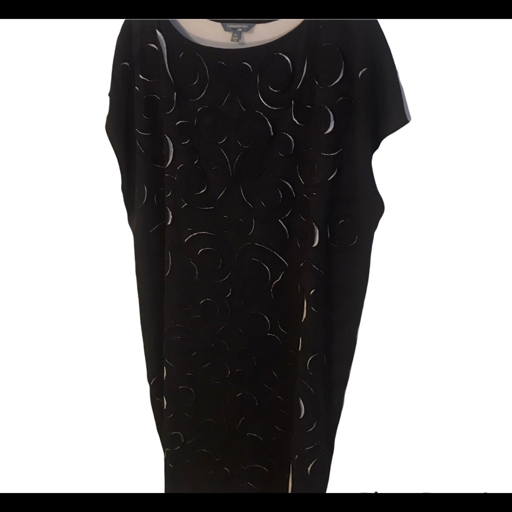 Catherine Malandrino Design Nation Black Swirl Cutout Sheath Dress SZ XL